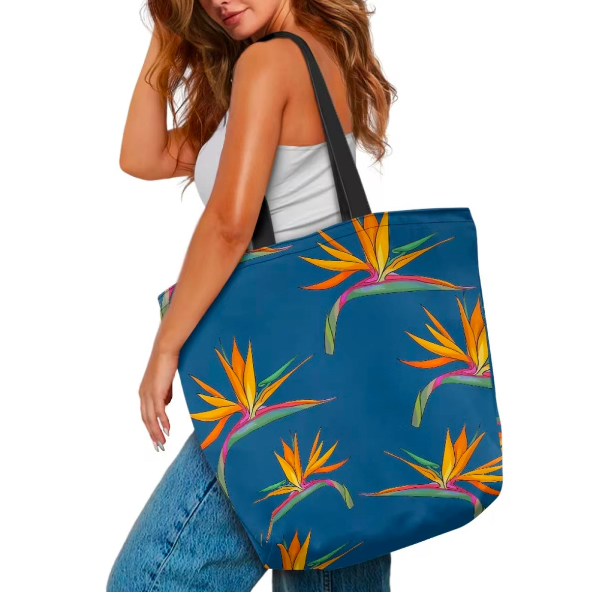 Yellow and Blue Birds of Paradise Canvas Bag