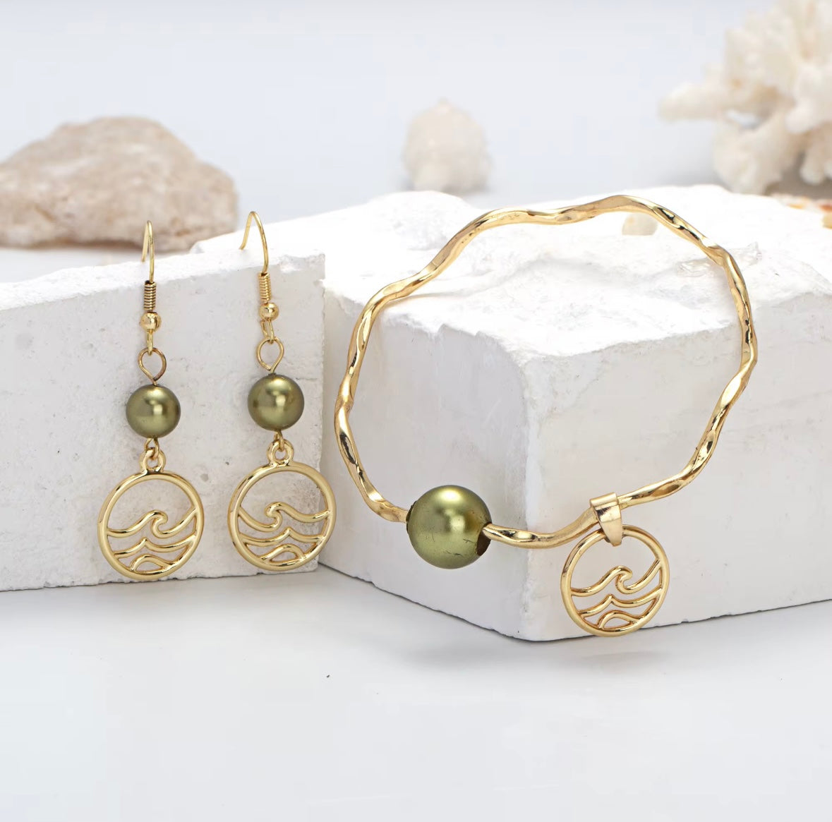 Matching Wave Earrings and Bracelet