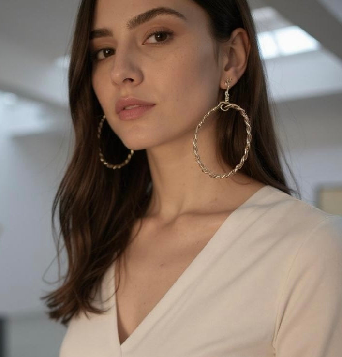 Gold and Copper Hoop Earrings