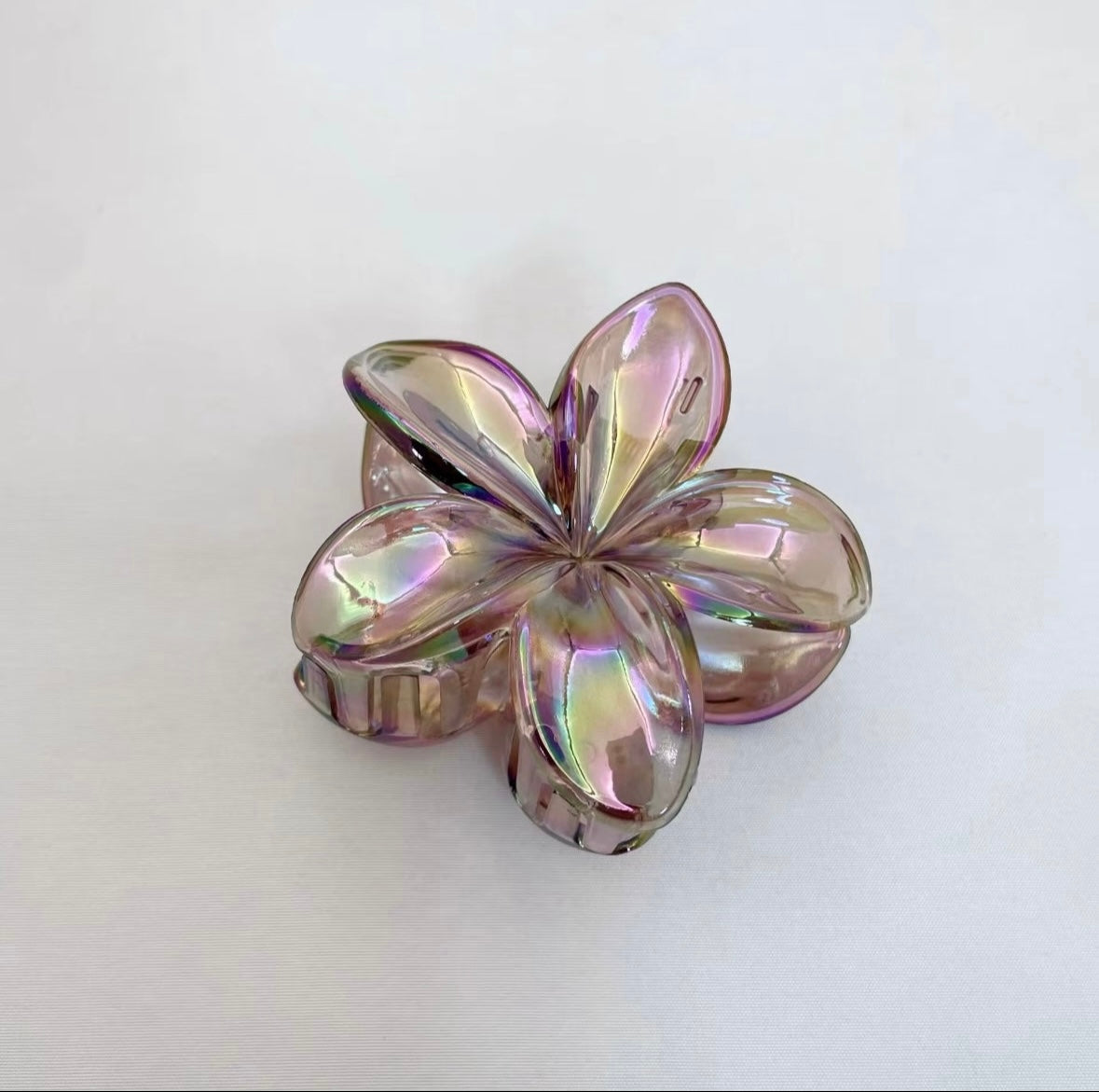 Clear Mauve Plumeria Hair Claw Clip