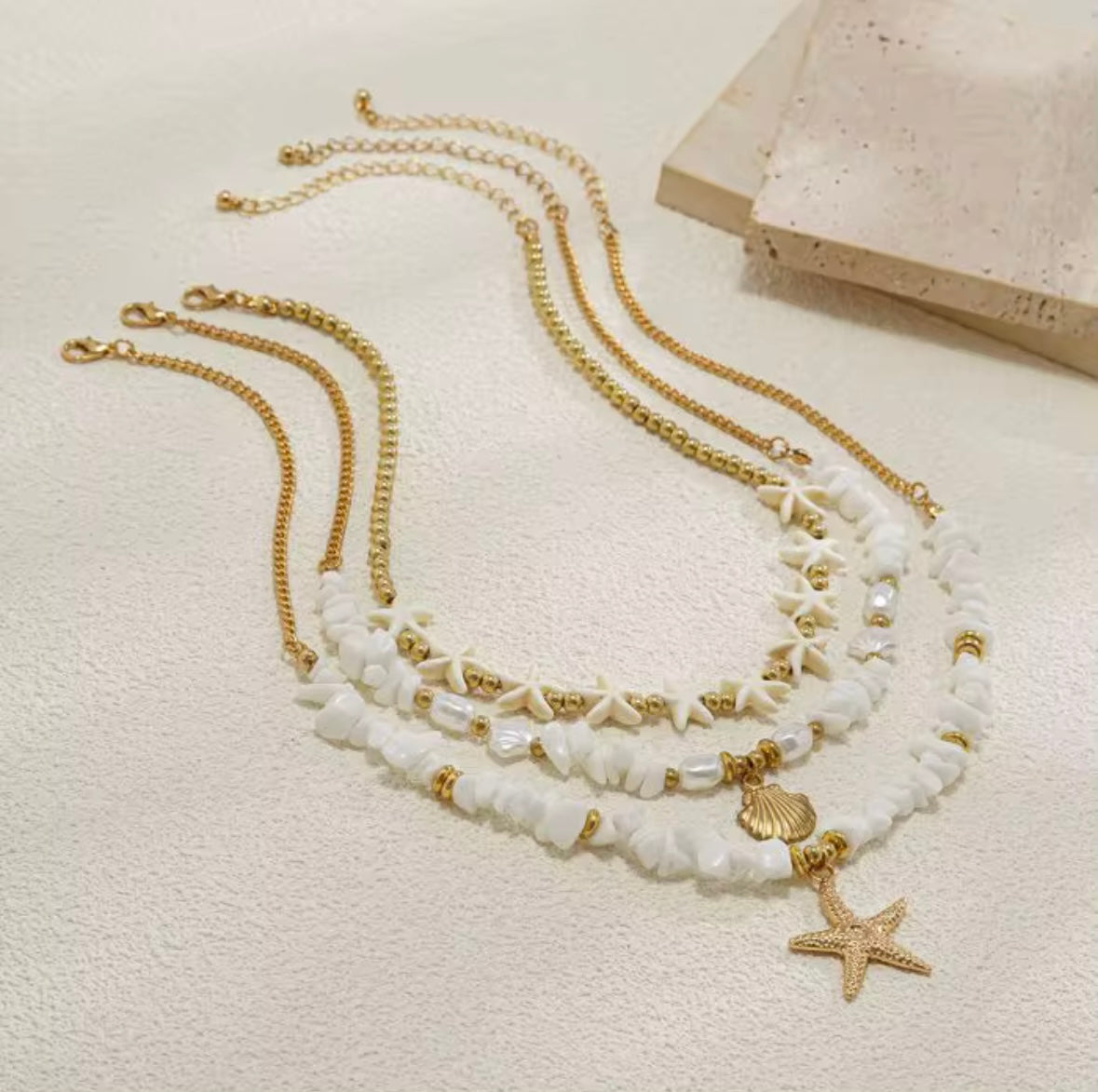 Star Fish Layered Matching Necklace Set