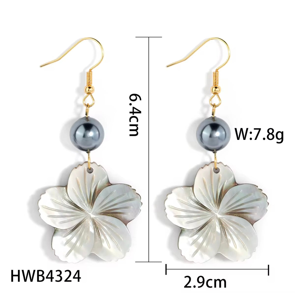 Hibiscus Flower Pearl Earring