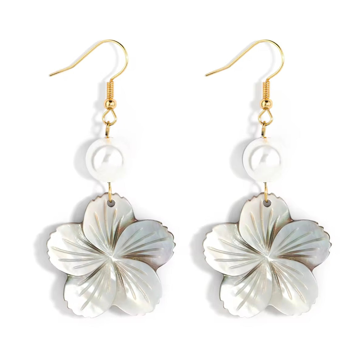 Hibiscus Flower Pearl Earring
