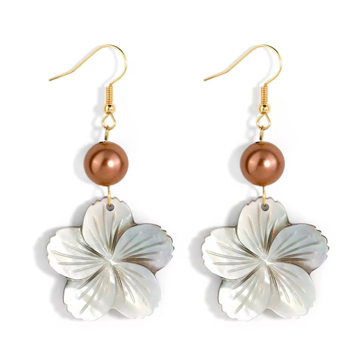 Hibiscus Flower Pearl Earring