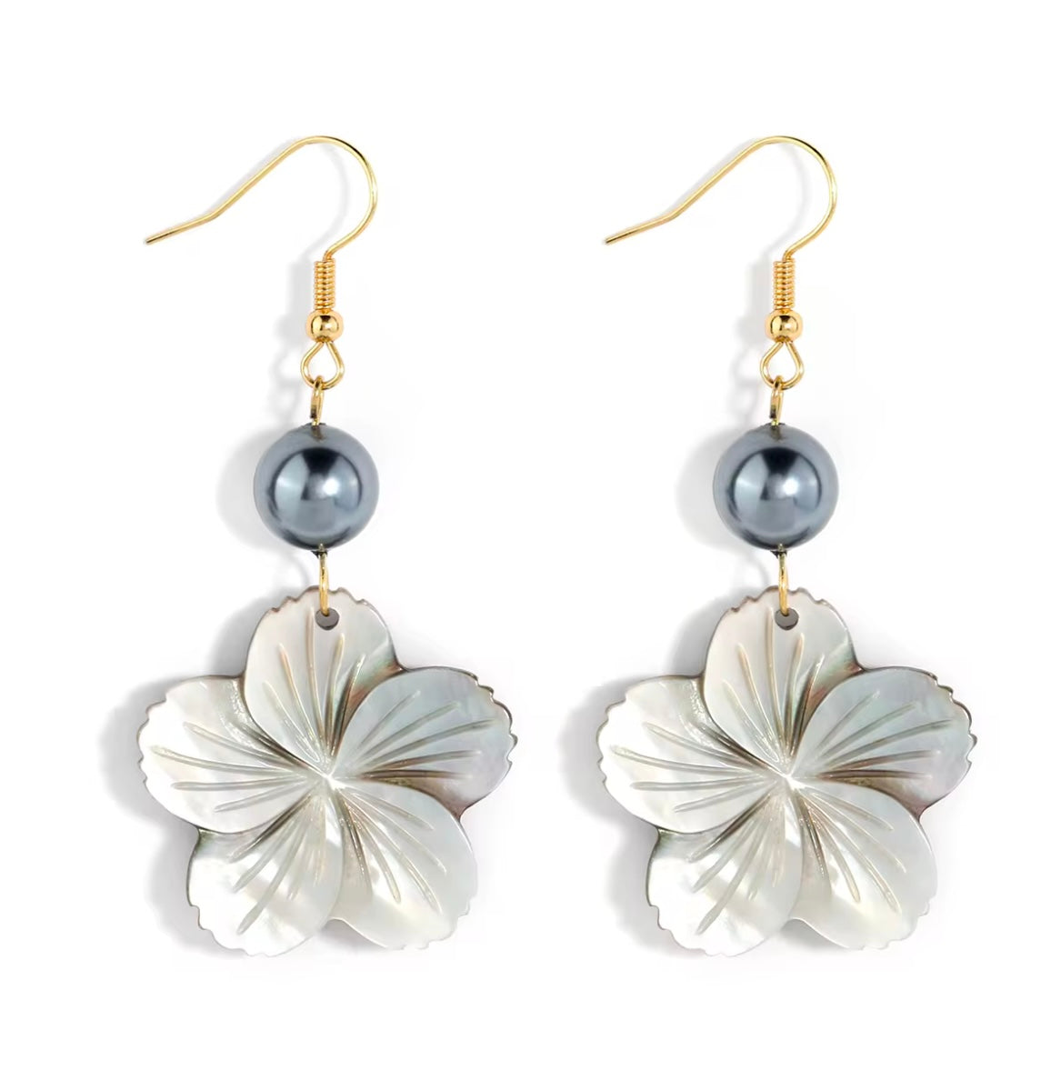 Hibiscus Flower Pearl Earring