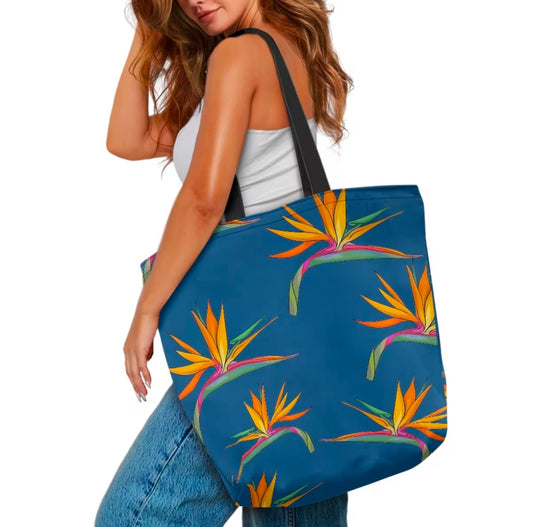 Yellow and Blue Birds of Paradise Canvas Bag