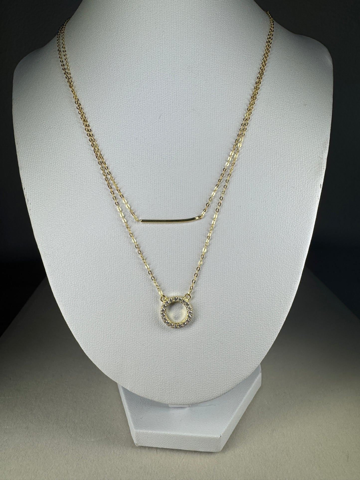 Circle and Gold Bar Necklace