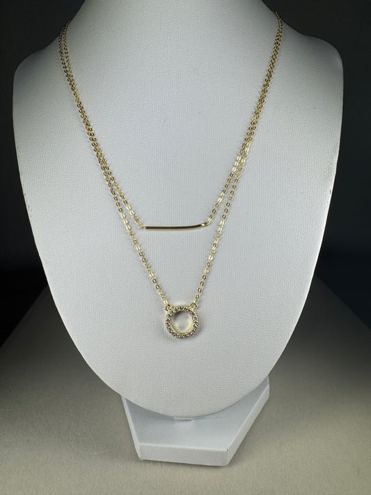 Circle and Gold Bar Necklace