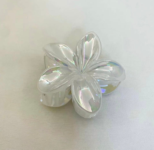 White Plumeria Hair Claw Clip