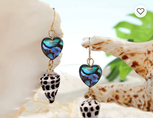 Heart shaped Abalone Natural Shell Earrings