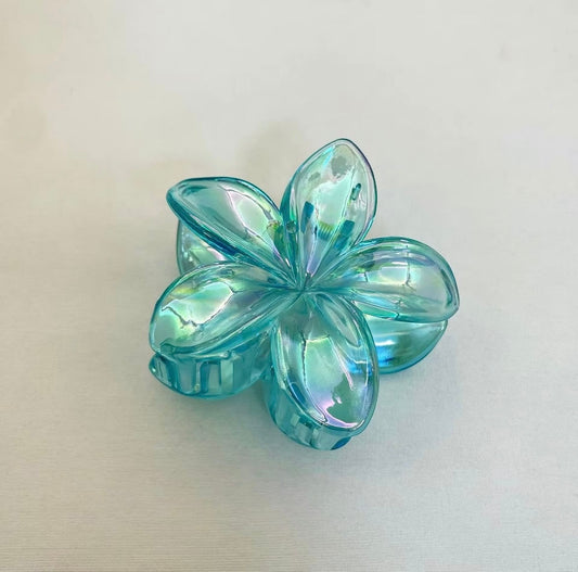 Turquoise Plumeria Hair Claw Clip