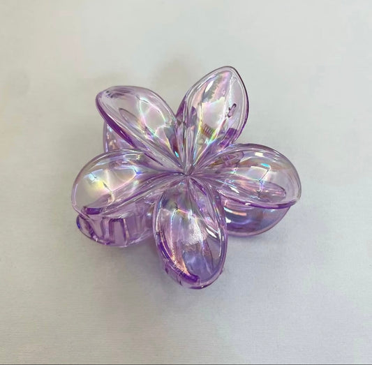 Purple Plumeria Hair Claw Clip
