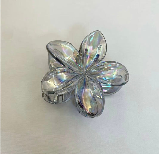 Silver Gray Plumeria Hair Claw Clip