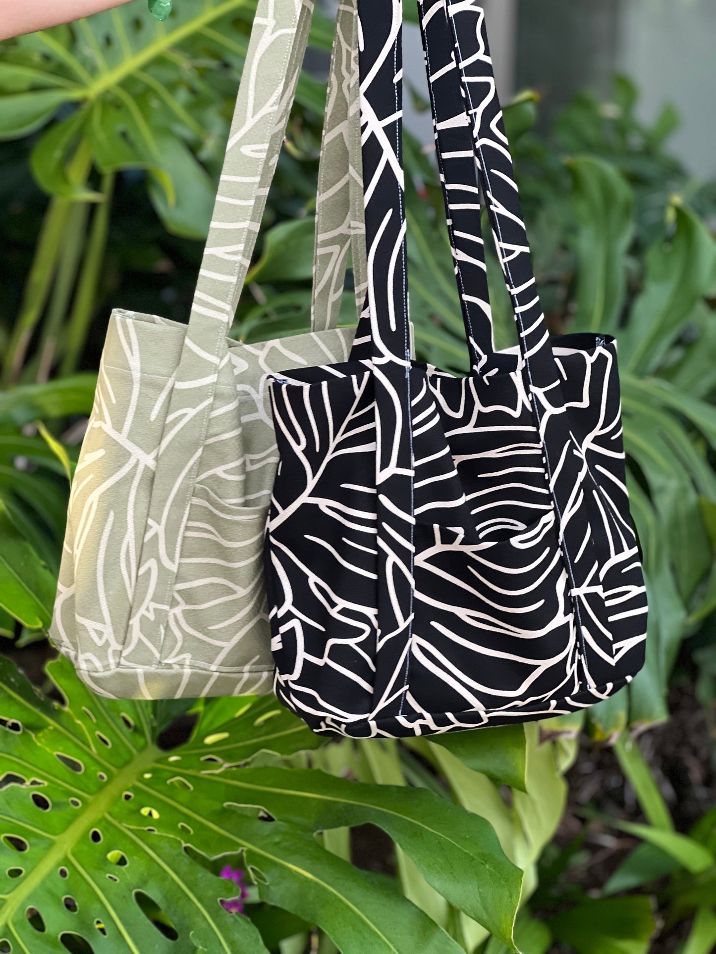 Green Monstera Tote Bag